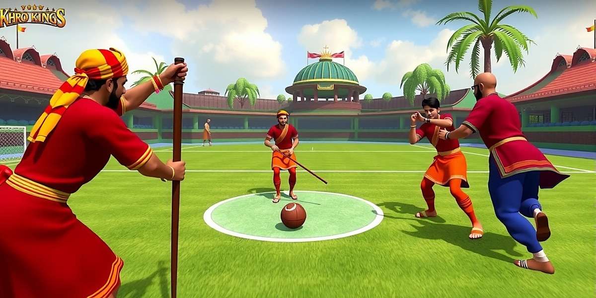 Kho Kho Kings Gameplay Screenshot Kho Kho Kings gameplay showing digital representation of traditional kho kho match with players in regional attire